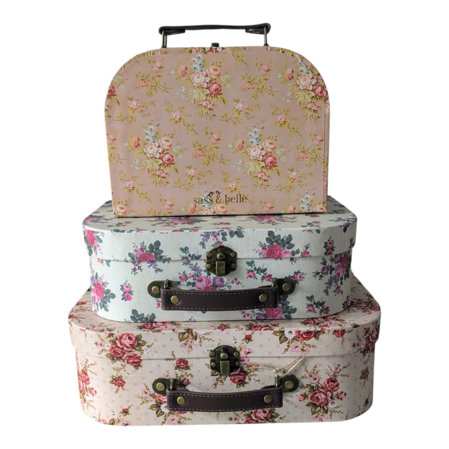 Kuffert - Roser. Sæt af 3